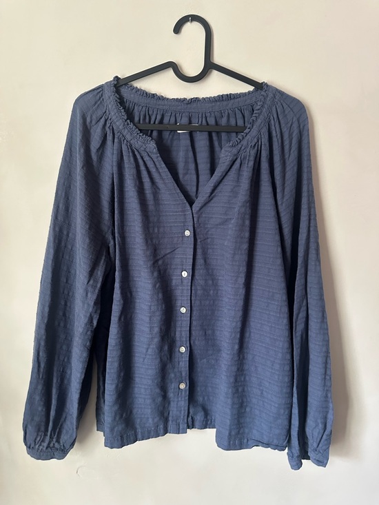 Marine Layer Tops - Marine Layer Navy Blue Button-Front Peasant Blouse